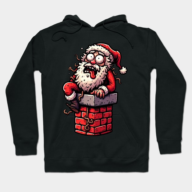 Crazy Santa Claus Stucked Hoodie by luwakka